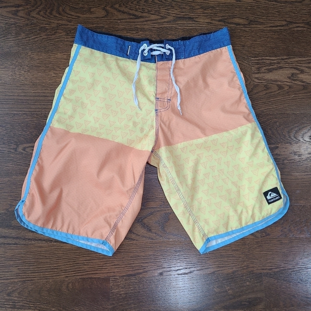 Quiksilver Men's Orange and Yellow Board Shorts Sz.34